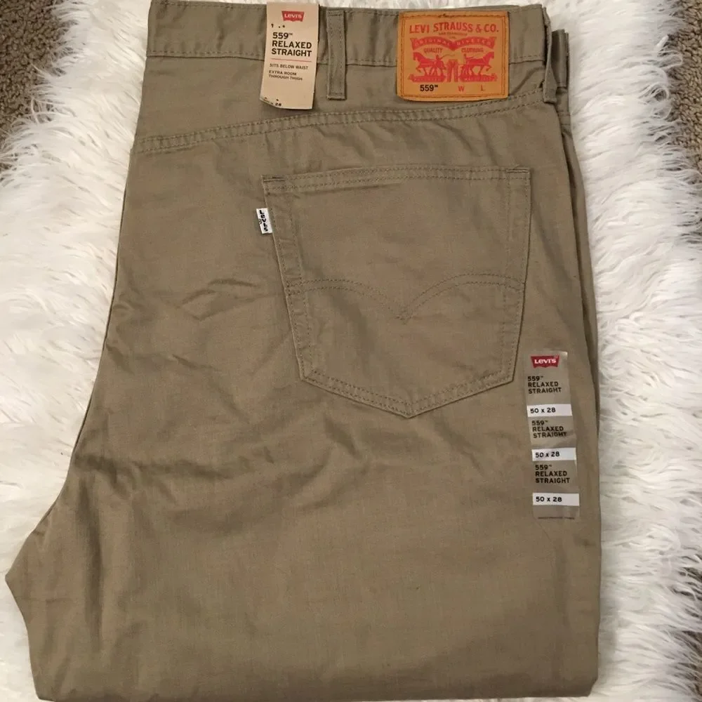 MENS BIG & TALL KHAKI LEVIS! SZ 50/28 length
